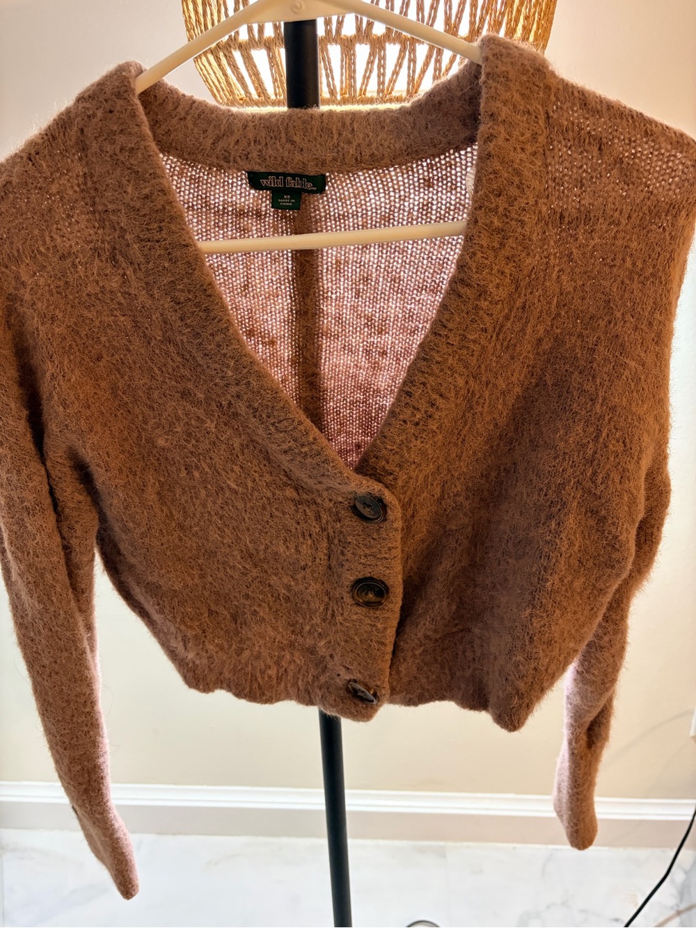 wild fable Cozy purple Fuzzy Cropped Button Cardigan